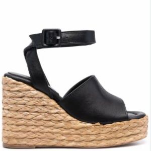 Paloma Barcelo Clama Napa Silk Black Wedge Size 40 New